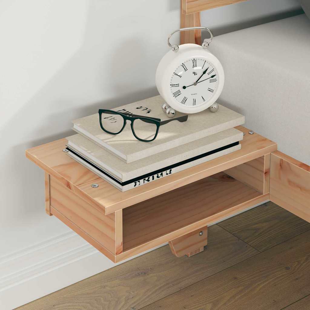 Bettgestell mit Nachttischen Braun Massivholz Kiefer